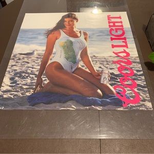 Vintage 1992 Coors Light Swimsuit Model Poster 23x22 Inches Puerto Rico
